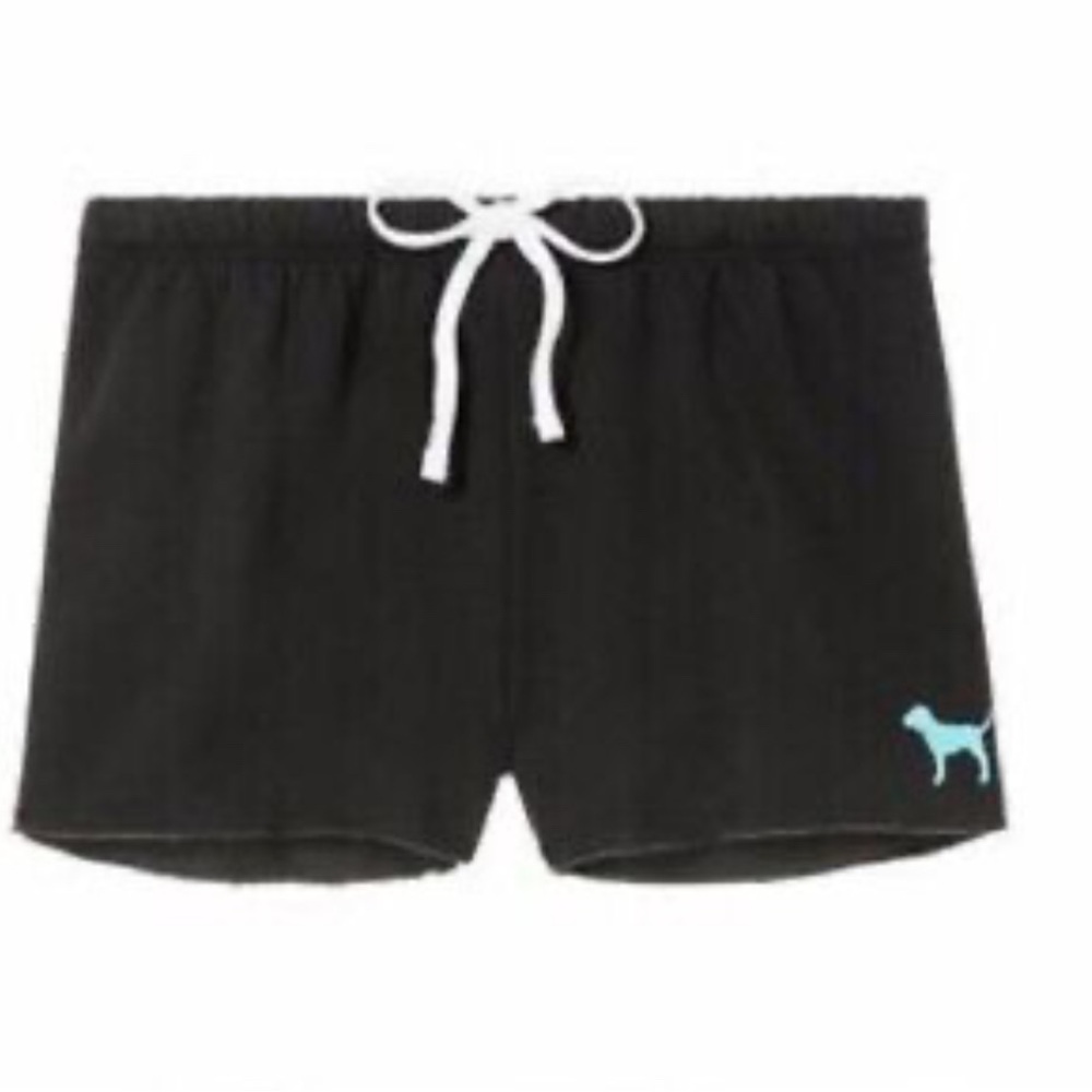 PINK Victoria's Secret Black Sweatshorts with Blue Dog Logo